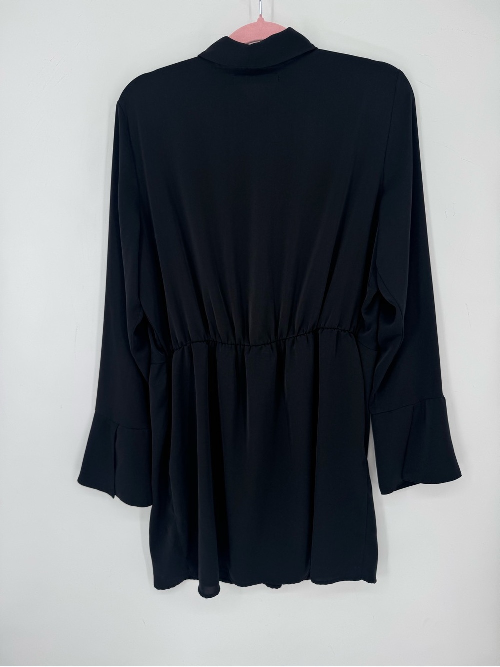 Abercrombie & Fitch Black Twist Front Bell Sleeve Dress Capsule Basic Size Large - Picture 4 of 9